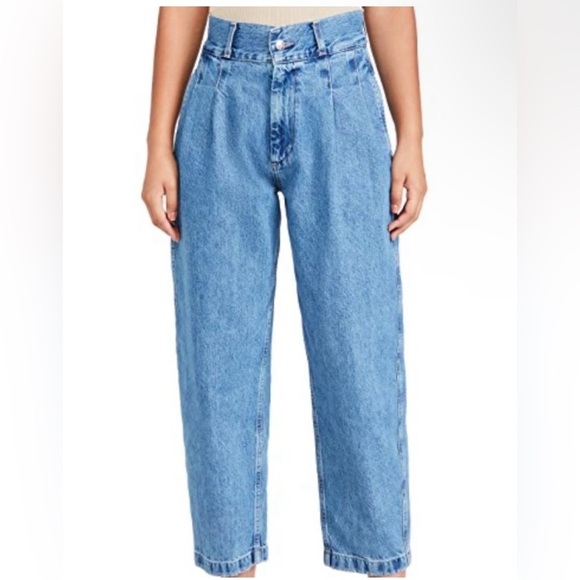 NWT Edwin Anthropology Isla Jeans Crush Size 31 Ankle Length Pleated High Waist - Picture 3 of 16